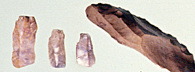 45KT28. Microblades and a microblade core from Cultural Component III.