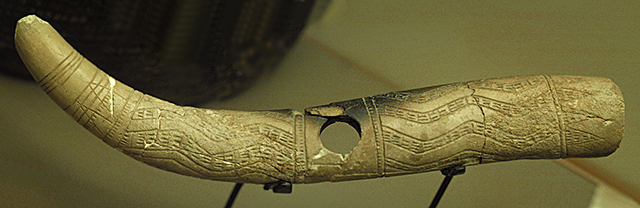 45KT28/3166. Antler digging stick handle from the house floor of Component VIIB, Cayuse I Subphase (As displayed at the Wanapum Dam Museum on 16 OCT 2014.