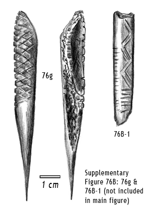 DRAWINGS OF TWO DECORATED L-AWL FRAGMENTS FROM CCVII BY DELMAR NORDQUIST.
