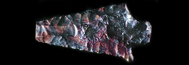 45KT28-3104 RABBIT ISLAND STEMMED POINT, TYPE 3, FRENCHMAN SPRINGS PHASE. 45KT28-3104 Rabbit Island Stemmed Point, Type 3, Frenchman Springs Phase.
