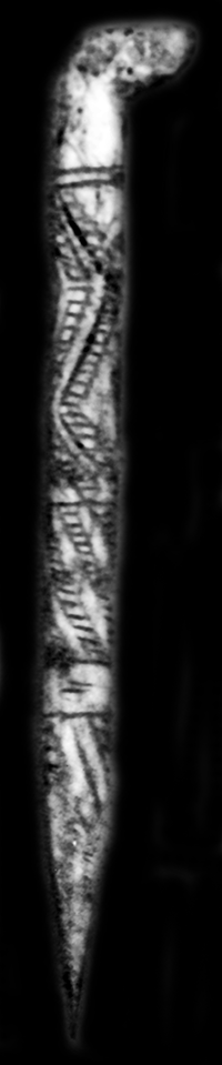 45KT28. L-Awl fourd in slough from the river bank near HP13. Cultural Component VII.
