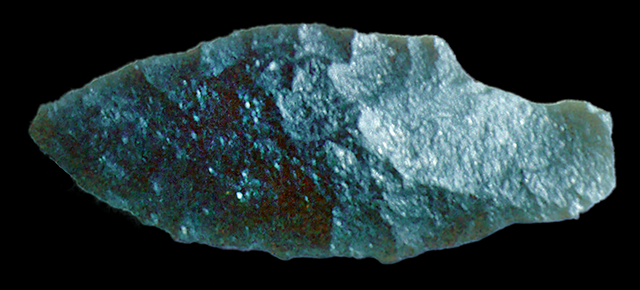 45KT28/4768. Point Type I, basalt, Component III, Frenchman Springs Phase; similar in shape and workmanship to specimens from the buried beach component.