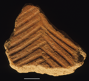 RIPPLE VARIANT OF NDERIT WARE FROM THE JARIGOLE PILLAR SITE. Ripple Variant of Nderit Ware from the Jarigole Pillar site.