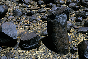 Pillars flaked, used as cores.