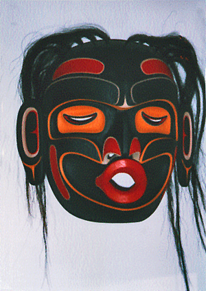 KWAKIUTL DZOONOKWA MASK BY TOM HUNT CA. 1990.