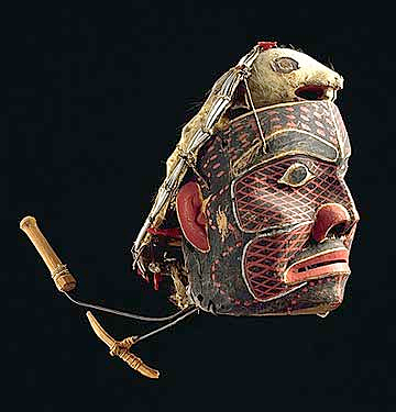 HAIDA DANCE MASK DISPLAYING TATOOS