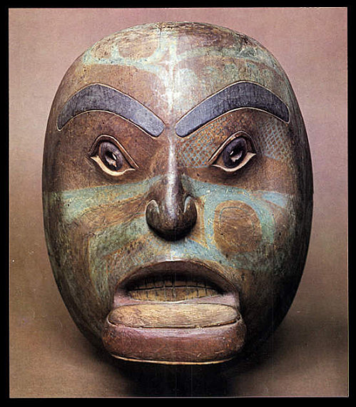 HAIDA MASK WITH BODY PAINT AND LABRET